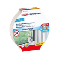Produktbild för Tesa 55744 Powerbond genomskinlig dubbelsidig tejp, 5 m x 19...