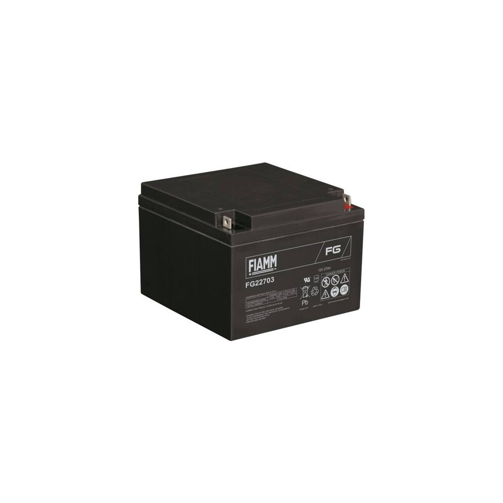 Produktbild för Fiamm blybatteri 12V/27Ah med pluspol flatjärn med genomgåen...