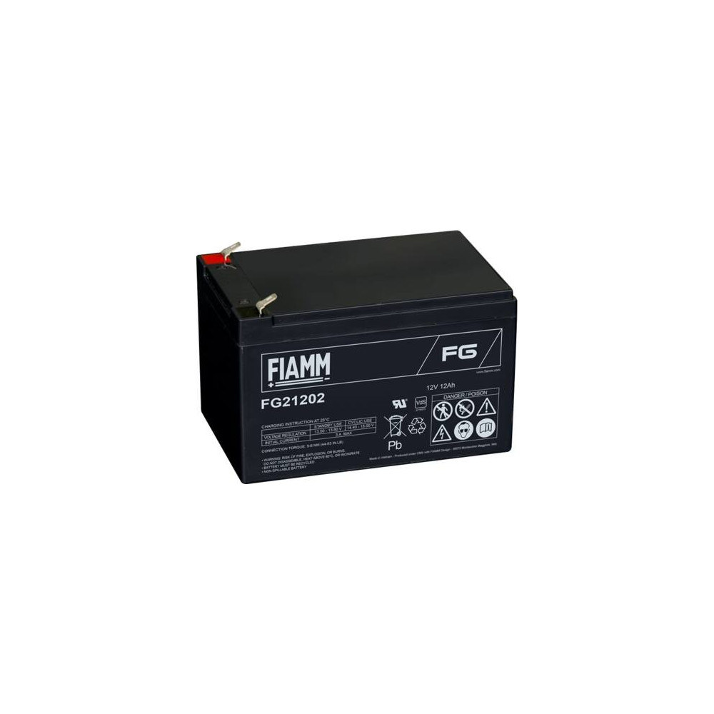 Produktbild för Fiamm blybatteri 12V/12Ah med spadskontakter 6,35 mm/Faston...