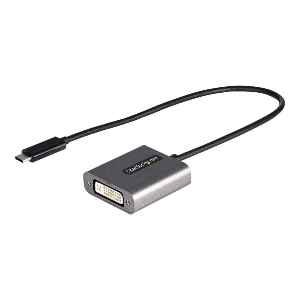 Produktbild för StarTech USB C to DVI Adapter, 1920x1200p, USB-C to DVI-D Adapter, USB Type C to DVI Monitor, Video Converter, Thunderbolt 3 Compatible, USB-C to DVI Dongle, 12" Long Attached Cable - USB C Display Adapter (CDP2DVIEC) - videokort - USB-C till DVI-I - 38 c