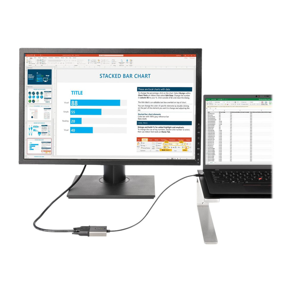 Produktbild för StarTech USB C to DVI Adapter, 1920x1200p, USB-C to DVI-D Adapter, USB Type C to DVI Monitor, Video Converter, Thunderbolt 3 Compatible, USB-C to DVI Dongle, 12" Long Attached Cable - USB C Display Adapter (CDP2DVIEC) - videokort - USB-C till DVI-I - 38 c