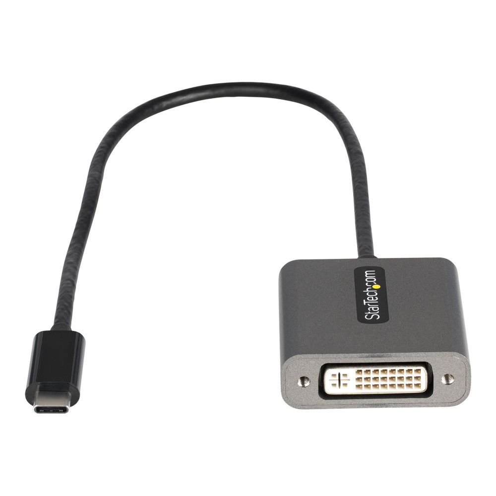 Produktbild för StarTech USB C to DVI Adapter, 1920x1200p, USB-C to DVI-D Adapter, USB Type C to DVI Monitor, Video Converter, Thunderbolt 3 Compatible, USB-C to DVI Dongle, 12" Long Attached Cable - USB C Display Adapter (CDP2DVIEC) - videokort - USB-C till DVI-I - 38 c