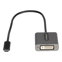 Produktbild för StarTech USB C to DVI Adapter, 1920x1200p, USB-C to DVI-D Adapter, USB Type C to DVI Monitor, Video Converter, Thunderbolt 3 Compatible, USB-C to DVI Dongle, 12" Long Attached Cable - USB C Display Adapter (CDP2DVIEC) - videokort - USB-C till DVI-I - 38 c