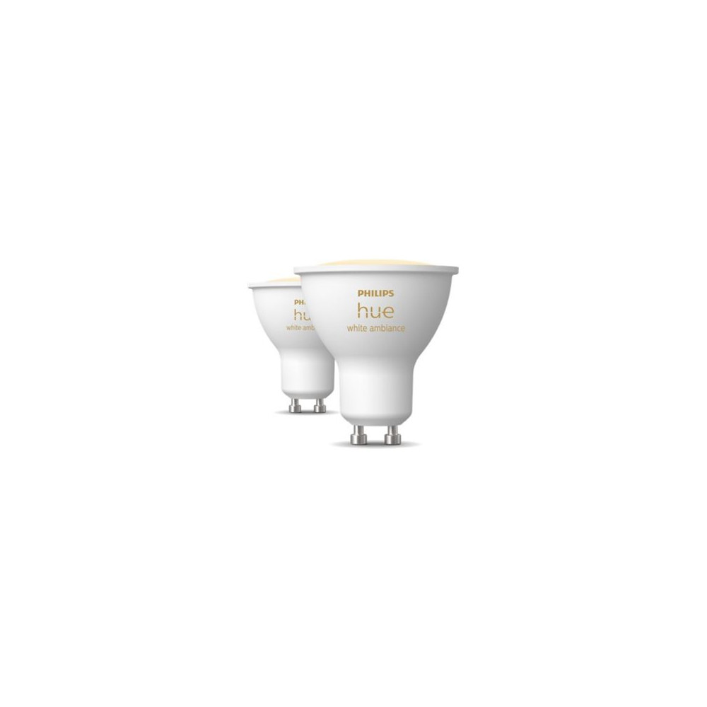 Produktbild för Philips Hue White ambiance - LED-spotlight - GU10 - 4.2 W - varmt till kallt vitt ljus - 2200-6500 K (paket om 2)