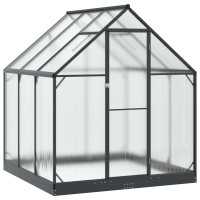 Produktbild för Trädgård Växthus med dörr Antracit 183,5 x 183,5 x 207 cm