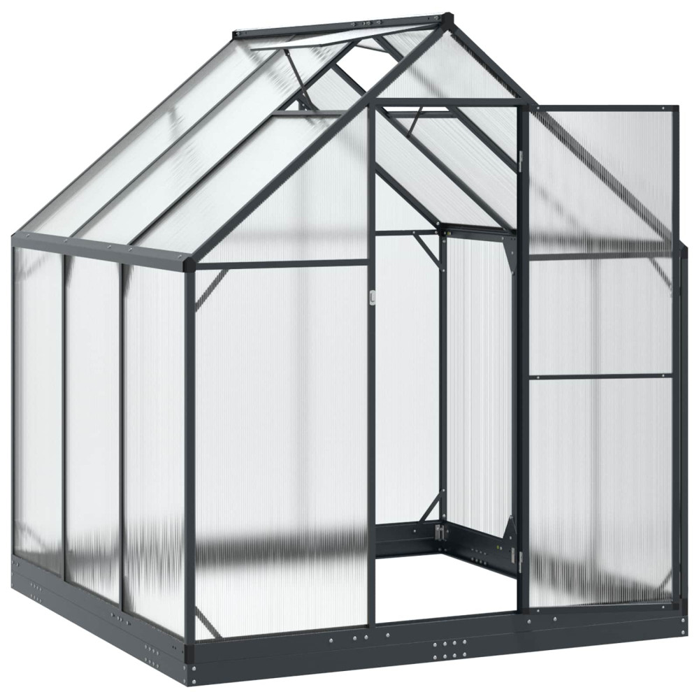 Produktbild för Trädgård Växthus med dörr Antracit 183,5 x 183,5 x 207 cm