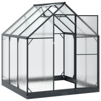 Produktbild för Trädgård Växthus med dörr Antracit 183,5 x 183,5 x 207 cm