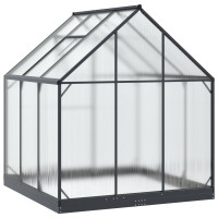 Produktbild för Trädgård Växthus med dörr Antracit 183,5 x 183,5 x 207 cm