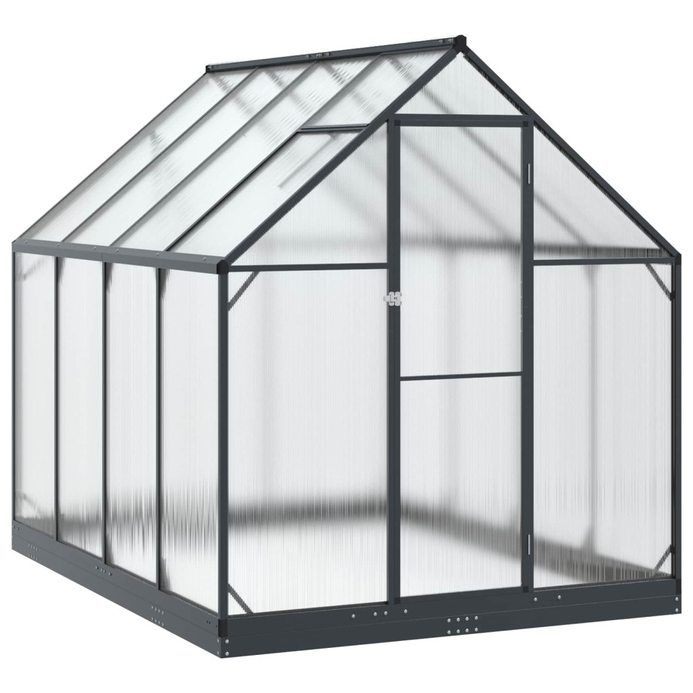 Produktbild för Trädgård Växthus med dörr Antracit 183,5 x 243,5 x 207 cm
