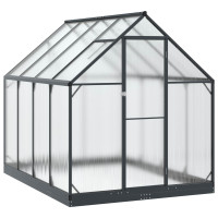 Produktbild för Trädgård Växthus med dörr Antracit 183,5 x 243,5 x 207 cm