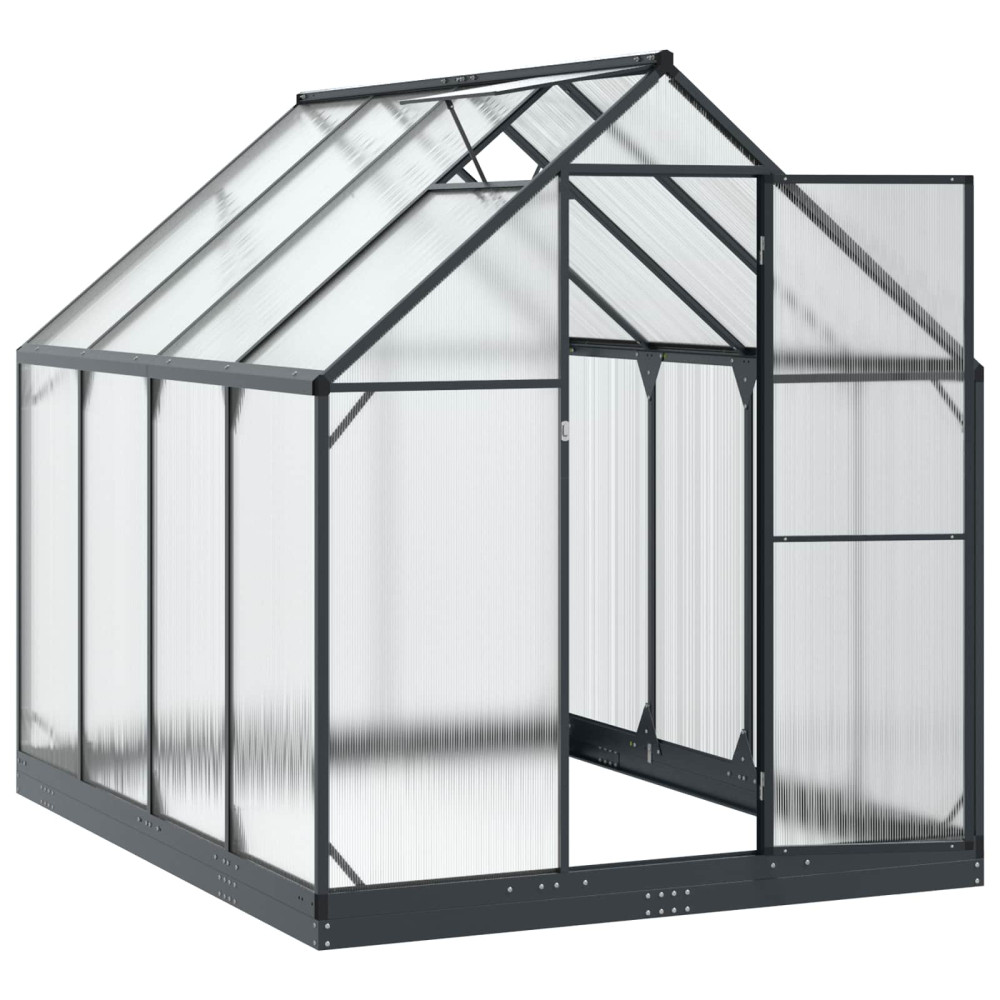 Produktbild för Trädgård Växthus med dörr Antracit 183,5 x 243,5 x 207 cm