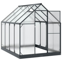 Produktbild för Trädgård Växthus med dörr Antracit 183,5 x 243,5 x 207 cm