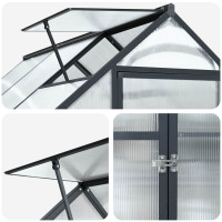 Produktbild för Trädgård Växthus med dörr Antracit 183,5 x 243,5 x 207 cm