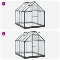 Produktbild för Trädgård Växthus med dörr Antracit 183,5 x 243,5 x 207 cm