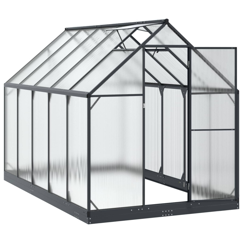 Produktbild för Trädgård Växthus med dörr Antracit 183,5 x 303,5 x 207 cm