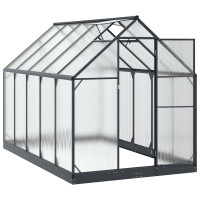 Produktbild för Trädgård Växthus med dörr Antracit 183,5 x 303,5 x 207 cm
