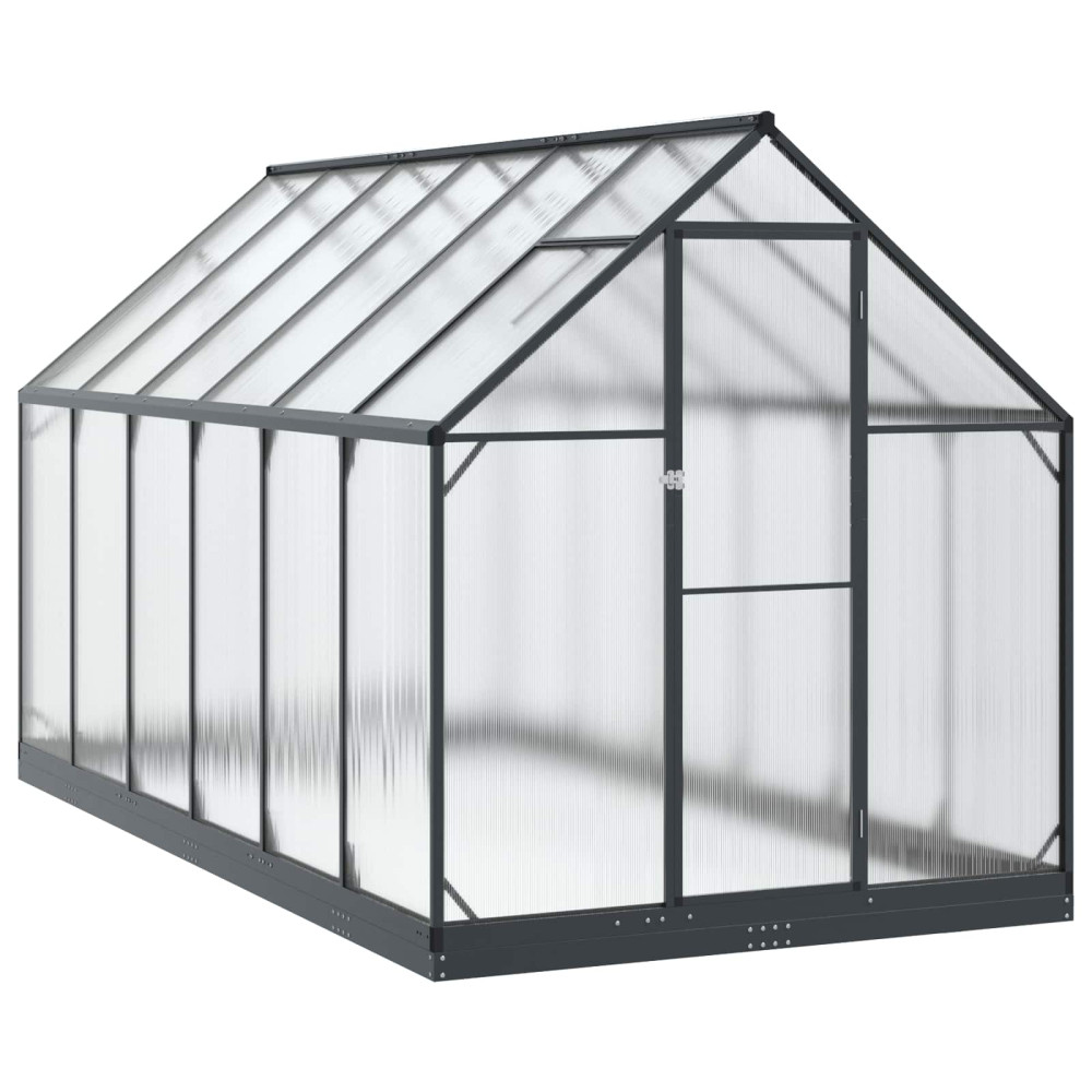 Produktbild för Trädgård Växthus med dörr Antracit 183,5 x 363,5 x 207 cm