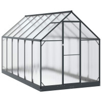 Produktbild för Trädgård Växthus med dörr Antracit 183,5 x 363,5 x 207 cm