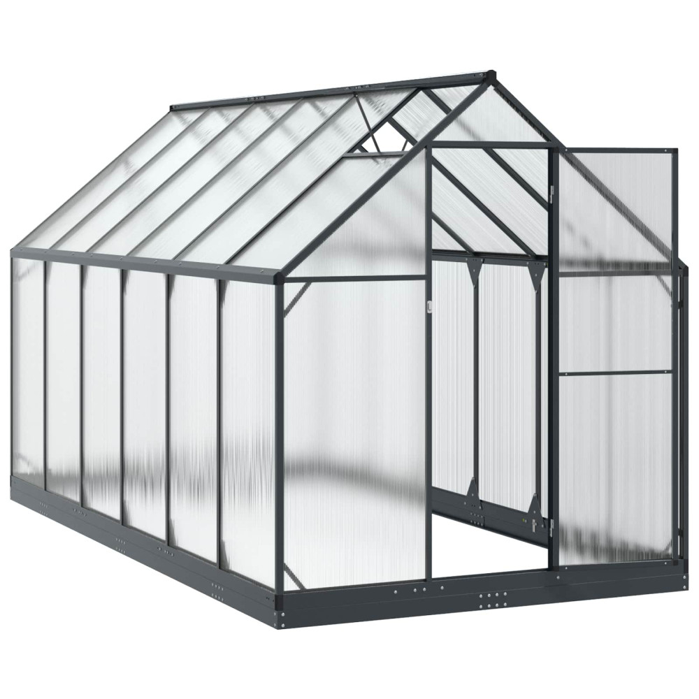 Produktbild för Trädgård Växthus med dörr Antracit 183,5 x 363,5 x 207 cm
