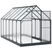 Produktbild för Trädgård Växthus med dörr Antracit 183,5 x 363,5 x 207 cm