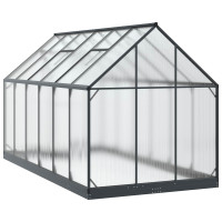 Produktbild för Trädgård Växthus med dörr Antracit 183,5 x 363,5 x 207 cm