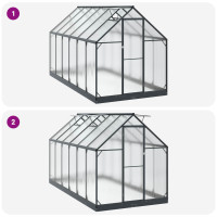 Produktbild för Trädgård Växthus med dörr Antracit 183,5 x 363,5 x 207 cm