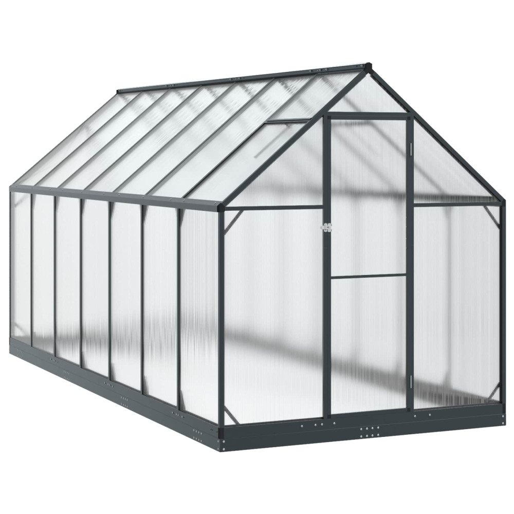 Produktbild för Trädgård Växthus med dörr Antracit 183,5 x 423,5 x 207 cm