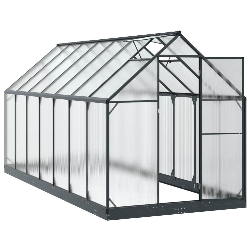 Produktbild för Trädgård Växthus med dörr Antracit 183,5 x 423,5 x 207 cm