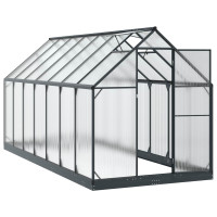 Produktbild för Trädgård Växthus med dörr Antracit 183,5 x 423,5 x 207 cm