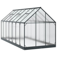 Produktbild för Trädgård Växthus med dörr Antracit 183,5 x 423,5 x 207 cm