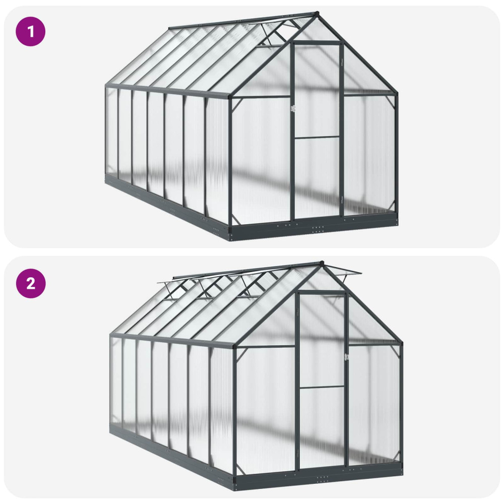 Produktbild för Trädgård Växthus med dörr Antracit 183,5 x 423,5 x 207 cm