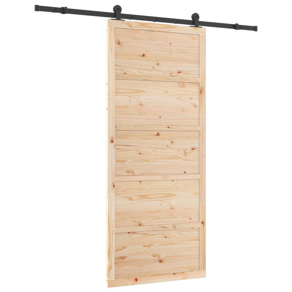 Produktbild för Skjutdörr Naturlig 90 x 208 cm Massiv furu