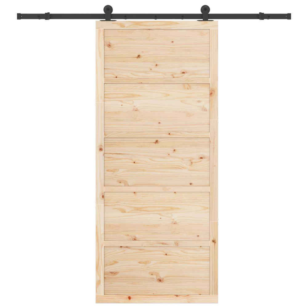 Produktbild för Skjutdörr Naturlig 90 x 208 cm Massiv furu