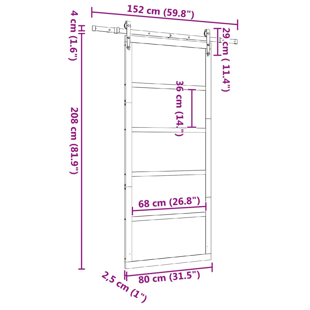 Produktbild för Skjutdörr Naturlig 80 x 208 cm Massiv furu