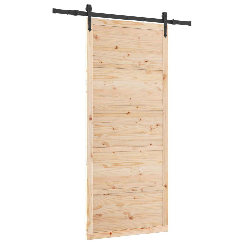 Produktbild för Skjutdörr Naturlig 80 x 208 cm Massiv furu