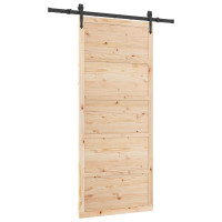 Produktbild för Skjutdörr Naturlig 80 x 208 cm Massiv furu