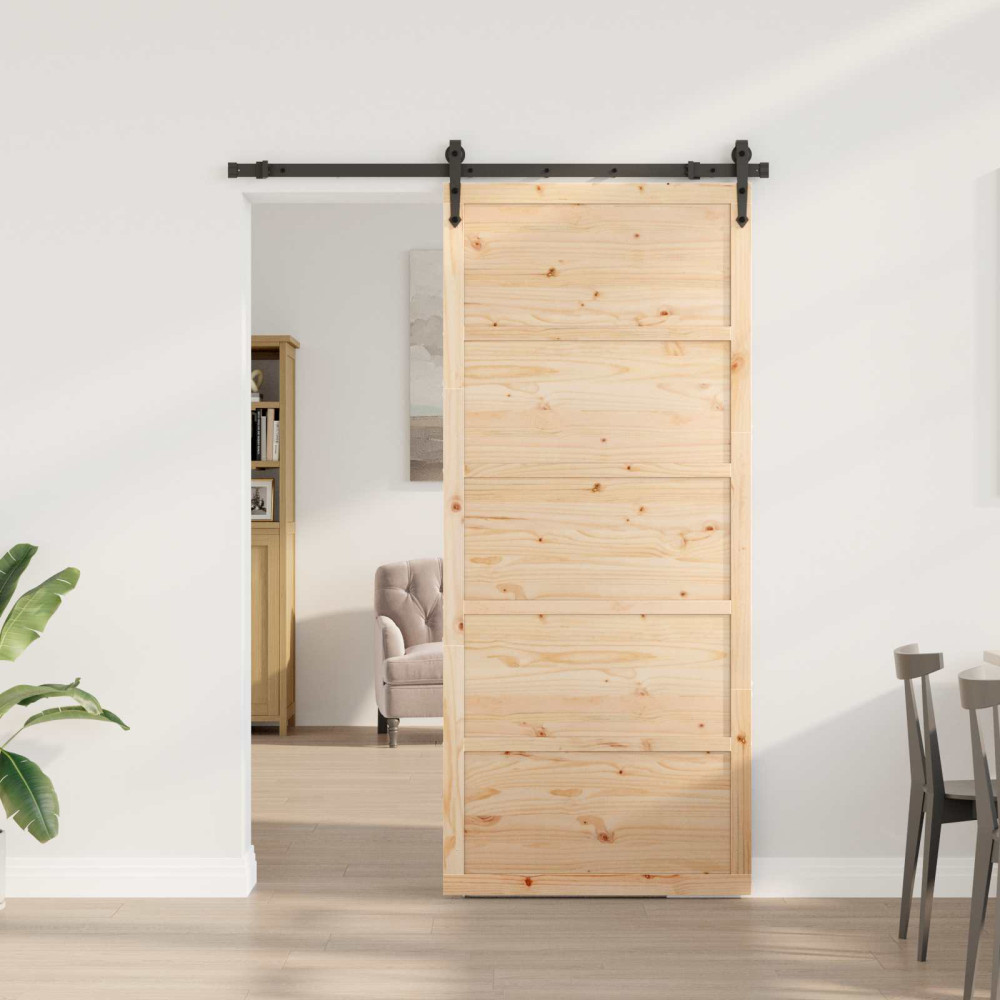 Produktbild för Skjutdörr Naturlig 80 x 208 cm Massiv furu