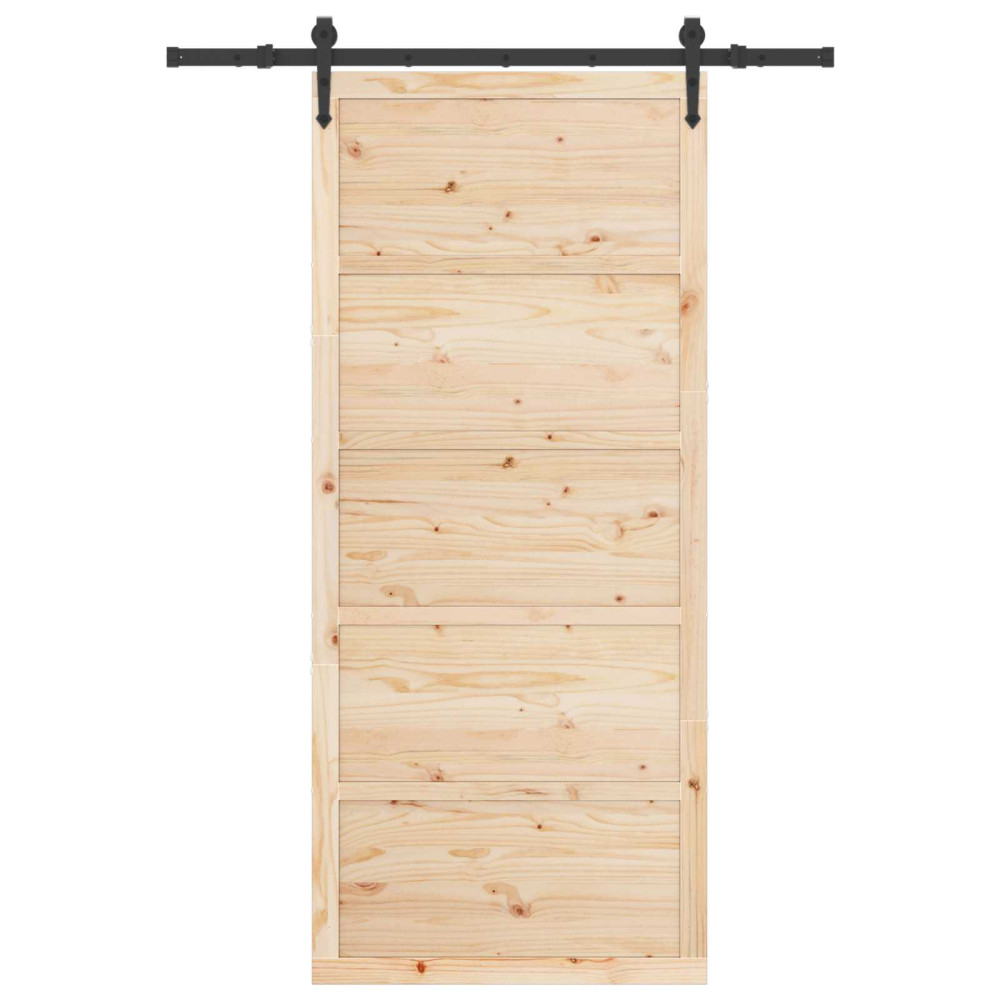 Produktbild för Skjutdörr Naturlig 80 x 208 cm Massiv furu