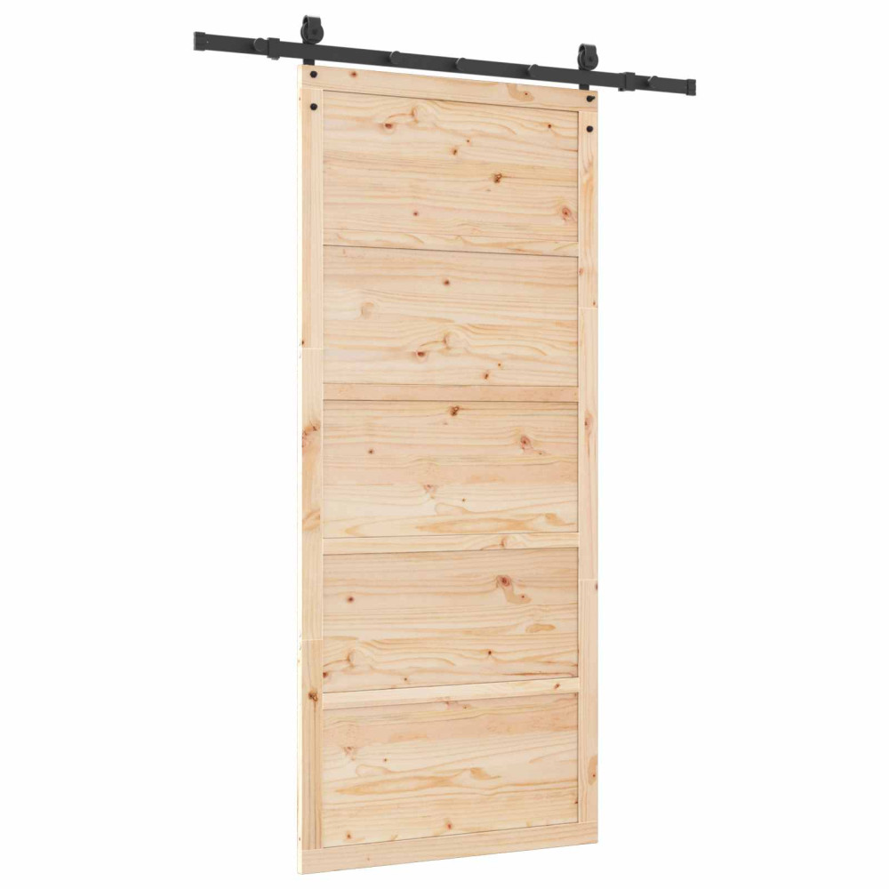 Produktbild för Skjutdörr Naturlig 80 x 208 cm Massiv furu