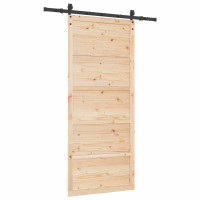 Produktbild för Skjutdörr Naturlig 80 x 208 cm Massiv furu