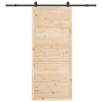 Produktbild för Skjutdörr Naturlig 100 x 208 cm Massiv furu
