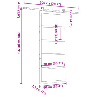 Produktbild för Skjutdörr Naturlig 90 x 208 cm Massiv furu