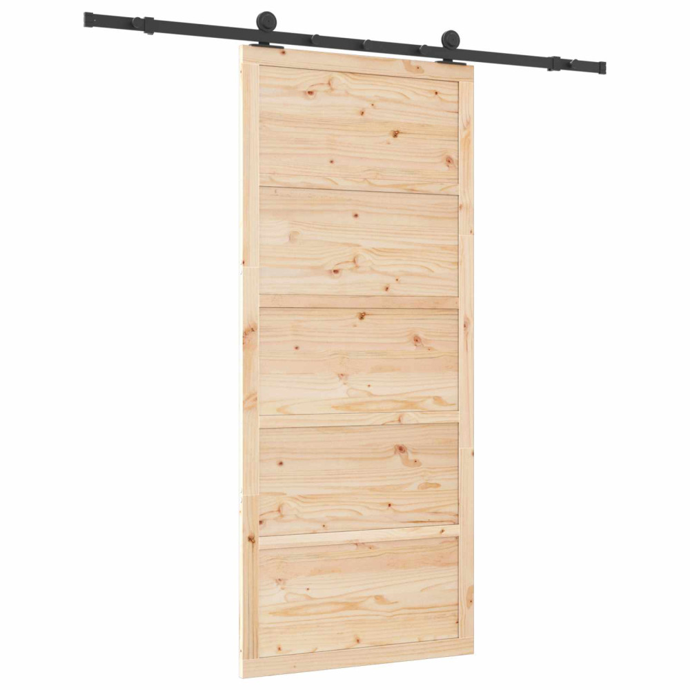 Produktbild för Skjutdörr Naturlig 90 x 208 cm Massiv furu
