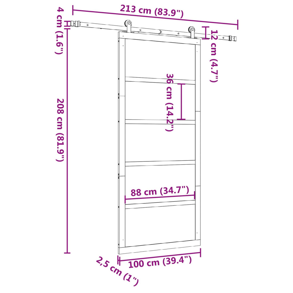 Produktbild för Skjutdörr Naturlig 100 x 208 cm Massiv furu