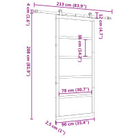 Produktbild för Skjutdörr Naturlig 90 x 208 cm Massiv furu