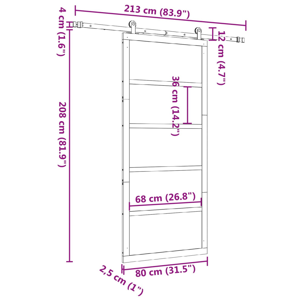 Produktbild för Skjutdörr Naturlig 80 x 208 cm Massiv furu