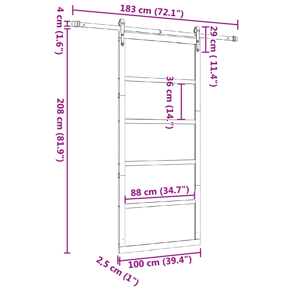 Produktbild för Skjutdörr Naturlig 100 x 208 cm Massiv furu