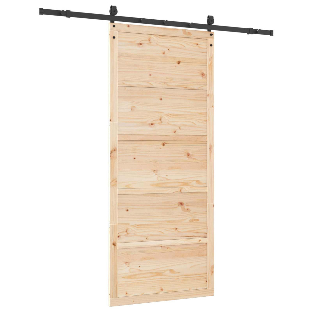Produktbild för Skjutdörr Naturlig 100 x 208 cm Massiv furu