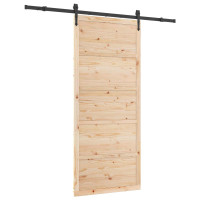 Produktbild för Skjutdörr Naturlig 90 x 208 cm Massiv furu
