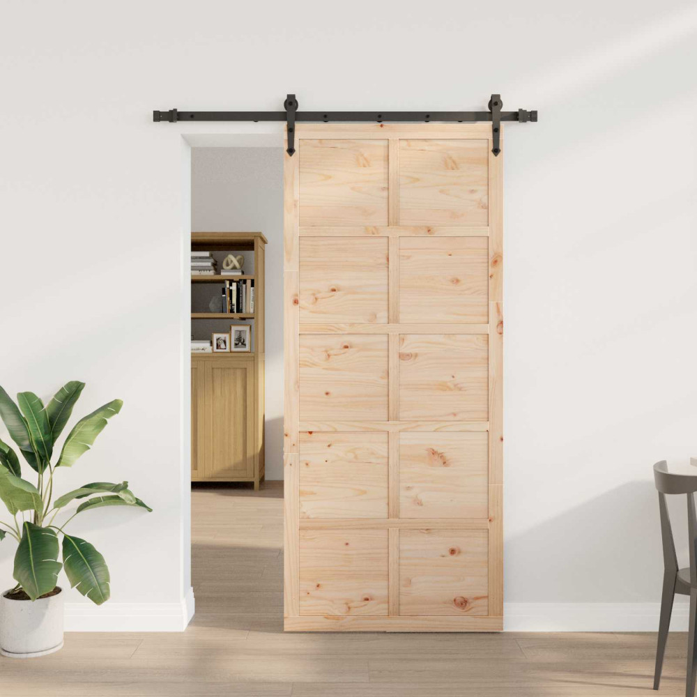 Produktbild för Skjutdörr Naturlig 80 x 208 cm Massiv furu